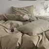 Estilo Wabi-Sabi Sencillo Algodón Puro Teñido en Hilo Jacquard Juego de Cuatro Piezas Funda de Colcha de Algodón Rayada Casual Sábanas Ropa de Cama 1.8m