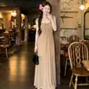 Vestido Largo de Malla Strapless Sexy para Mujer Estilo Vacaciones de Verano Textura de Alta Gama Transparente Elegante Ceñido Sin Mangas Bandeau Vestido Largo