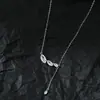 Cadena para Clavícula Elegante con Baño de Oro Real y Circonitas Microincrustadas Diseño de Nicho para Mujer Collar Largo con Borla Cadena Sencilla para Suéter