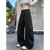 Calças cargo plissadas de perna larga estilo americano para homens, marca moderna de verão, corte solto e limpo, calças casuais retas de perna curva