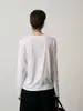 Camiseta de Algodón Pima con Costura Central, Diseño Ligeramente Holgado de Manga Larga, Nuevo Modelo Primavera/Verano 2026, Cuello Redondo, Cómoda, Versátil, Estilo Minimalista para Mujer