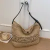 Bolsa de Palha Tecida Nova Verão 2026 Moda Feminina Bolsa Grande Versátil Tecida Bolsa Transversal de Praia para Mulheres