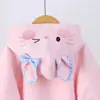 Nueva colección de otoño y primavera: adorable mameluco de una pieza con forro de felpa para bebés niñas, con un lindo diseño de gato, perfecto para usar al aire libre, proporcionando calor y protección contra el viento