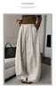 Calças Brancas Wide-Leg para Mulheres, Novidade Verão 2026 Calças Curvas de Cintura Alta Afuniladas com Cordão, Estilo Coreano Soltas Versáteis Casuais