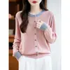 Chaqueta cárdigan de punto fina de manga larga para mujer para principios de otoño, nuevo estilo otoño e invierno 2026, corte holgado, lana fina, versátil