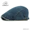 Boina de Sarja Lavada Estilo Quatro Estações para Mulheres, Boné de Baseball Personalizado Street Fashion Desgastado, Boné Britânico Retro Forward
