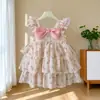 Vestido de Princesa Lindo con Lazo para Niñas Verano 2026 Nuevo Vestido Floral Elegante Vestido Camisola para Bebé