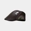 Sombreros Transfronterizos para Hombres y Mujeres en Otoño e Invierno, Boinas de Cuero de PU, Gorras Británicas Sencillas y Versátiles, Gorras de Pico para Ropa de Trabajo, Modernos