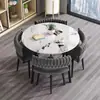 Mesa de Comedor de Pizarra de Lujo Ligero para Apartamentos Pequeños, Redonda, Simple, Moderna, de Moda, Minimalista, Juego de Mesa y Sillas para Recepción y Reuniones