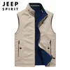 Novo Colete Casual Reversível Masculino para Primavera e Outono Feito de Algodão para Pessoas de Meia-Idade e Idosos para Pesca e Fotografia ao Ar Livre