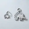 Colgante de elefante con flor de plata de ley S925, hecho a mano en Tailandia, con cuentas de cuerda, accesorios de plata
