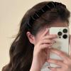 Satén Francés Negro Intestino Grueso Banda para el Cabello Accesorios para el Cabello de Lujo Ligero de Alta Gama Diadema Plisada Lavado de Cara Parte Superior Craneal Alta Cueva para el Cabello Tarjeta para el Cabello