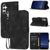 Capa de couro com cordão transversal para Samsung S24FE, capa para celular com relevo, carteira para cartão A06, capa para celular A16