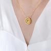 Nuevo estilo chino, nuevo estilo, personaje fu, marca redonda, moda, collar colgante que combina con todo, acero de titanio, oro, personalidad simple, joyería de temperamento para mujeres