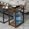 Mesa de Chá para Uso Doméstico, Mesa de Chá Pequena, Aparador, Bar de Chá em Madeira Maciça, Mesa de Chá com Chaleira Integrada e Suporte para Balde de Água