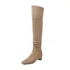 Botas de tacón alto para mujer con aumento oculto de altura, Nuevas de invierno, Punta cuadrada, Tacón medio de 5.5 CM, Cierre trasero, Botas altas adelgazantes