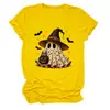 Amazon eBay Estación Europea Halloween Nueva Moda Divertida para Mujer Bruja Fantasma Murciélago Cuello Redondo Manga Corta Camiseta