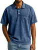2025 Nova Estação Independente Transfronteiriça da Amazon Camisa Polo Casual Retro Masculina Manga Curta Raglã Gola Lapela Botão