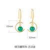 Brincos Antigos de Ouro Prata de Lei s925 Gancho de Orelha Pedra de Jade Hetian Celebridade da Internet Artístico Elegante Brincos de Calcedônia Longos para Mulheres