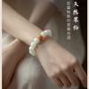 Pulseira de Raiz de Bodhi de Jade Branco Natural Feminina Círculo Único Pulseira Wenwan Acessórios para Namoradas Raiz de Bodhi Macia para Segurar na Mão Contas de Buda Masculinas