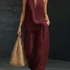 2026 Nuevo Sitio Independiente de Comercio Exterior Transfronterizo Europeo y Americano Ropa para Mujer Amazon Halter Cuello en V Sin Mangas Pantalones Casuales Conjunto para Mujer
