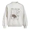 Sudadera con Capucha y Estampado de Letras de Mariposa Cuello Redondo para Hombre Primavera y Otoño Holgada Streetwear Marca de Tendencia Diseño de Costura Ropa Deportiva