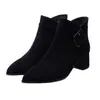Botines de Gamuza Mate para Mujer 2026 Otoño/Invierno Nuevos Elegantes con Punta Aguda Tacón Alto Botas tipo Martin Suela Suave Cómoda Tacón Grueso Botas para Mujer