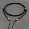 Corda Ajustável para Pingente de Cruz com Contas Dzi, Cordão de Colar de Ágata Prateada do Tibete, Cordão para Pingente
