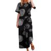 2025 Transfronterizo Nuevo Ropa de Mujer Amazon TEMU Algodón y Lino Estampado Flor de Posición Manga Corta Casual Traje de Pantalón Largo hasta el Tobillo