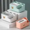 Caixa de Lenços Multifuncional Ursinho para Sala de Estar e Sala de Jantar Casa Desenho Animado Ursinho Fofo Caixa de Lenços para Armazenamento de Mesa com Compartimentos