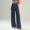 Jeans Retro de Pierna Ancha Estrecha Azul Oscuro para Mujer, Nuevos Pantalones Rectos de Cintura Alta de Moda Primavera/Verano 2026