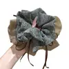 Elástico de cabelo com laço de renda francesa, scrunchie oversized, estilo casual, acessório de cabelo para coque elegante, faixa de cabelo, elástico de cabelo grande para mulheres