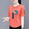 Itens de saldo de comércio exterior transfronteiriço, itens de marca com etiquetas removidas, roupas femininas de boutique para comércio exterior, novos tops irregulares de manga curta para o verão, camisetas para mulheres