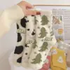 Calcetines de Terciopelo de Visón para Mujer en Otoño e Invierno, Engrosados con Terciopelo, Lindos Calcetines Cálidos de Dibujos Animados para Dormir, Calcetines de Piso, Calcetines de Media Caña de Confinamiento