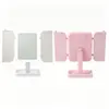 Espejo de Maquillaje de Doble Puerta Transfronterizo con Luces LED, Recargable, Plegable, Giratorio, Almacenamiento Multifuncional, Luz de Tres Colores, Espejo de Escritorio