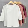 Camiseta de manga corta de cáñamo 100% puro para mujer, ropa china de alta gama, estilo nacional, informal, de media manga, de verano, de tela fina de cáñamo.