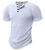 Camiseta Masculina Esportiva Slim Fit Muscular Manga Curta, Comércio Exterior Fitness Elástica Canelada Justa Cor Sólida Estilo Americano Henley