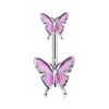 Ventas Directas de Fábrica Transfronterizo Acero Inoxidable Perforado Serie Rosa Clavo de Ombligo Y2K Mariposa Corazón Incrustado Circonita Anillo de Ombligo