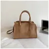 Bolsa Transversal 206 Nova Fosca Retrô Bolsa de Mão Bolsa de Ombro Feminina Estilo Preguiçoso Camurça Veludo Bolsa Boston Bolsa de Ombro Único