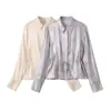 Camisa Elegante de Moda para Mujer 2026 Estilo Europeo y Americano Transfronterizo Manga Larga Efecto Brillante Cintura Delgada 4387806