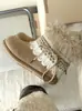 Botas de Nieve Cálidas con Cordones y Suela Gruesa Retro para Mujer 2025 Invierno Nuevos Zapatos de Algodón Grueso de Caña Corta Versátiles