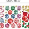 Adesivos de parede de desenho animado de Natal, adesivos combinados de bola de Natal, meia e bengala de doce, para decoração de vitrine de loja e sala de estar nas festas