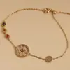 "Roda Gigante do Pôr do Sol" Shiman Design Original Pulseira de Feldspato Feminina Banhada a Ouro Retrô Elegante Romântico Presente