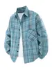 Camisa de Manga Larga a Cuadros Pesada Estilo Hong Kong para Hombre, Marca Trendy de Primavera Camisa Retro, Cómoda y Holgada, Personalidad Retro de Exportación