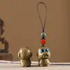 Talla de madera de sándalo verde, doce zodiacos, conjunto completo de rata, buey, tigre, conejo, dragón, serpiente, caballo, oveja, mono, pollo, perro, cerdo, colgante para teléfono móvil, bolso colgante