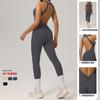 Especializada em Macacões de Gola Halter com Bojo Amazon Transfronteiriça Europeia e Americana Macacões de Yoga Apertados de Alta Elasticidade para Meninas Europeias e Americanas