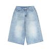 Jeans Cropped Wide-Leg Tendência Magmans para Homens e Mulheres, Calças Cropped Versáteis Afinando para o Verão K7562