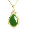 Pingente de Trevo de Esmeralda Natural Pingente de Espinafre Verde Esmeralda Pingente de Calcedônia Colar de Calcedônia Yu Pei Pingente de Trevo