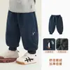 Calça Kaka Panda forrada com fleece para meninos, calça comprida quente de inverno para crianças, roupas de inverno para meninas, calça de outono e inverno para bebês