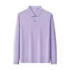 Camisa Polo de Algodón y Seda de Manga Larga Doble Piqué 10A Antibacteriana Casual de Negocios Golf Camisa para Cultura de Team Building Corporativo